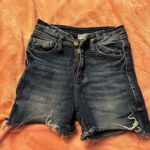 KanCan dark blue high waisted denim shorts